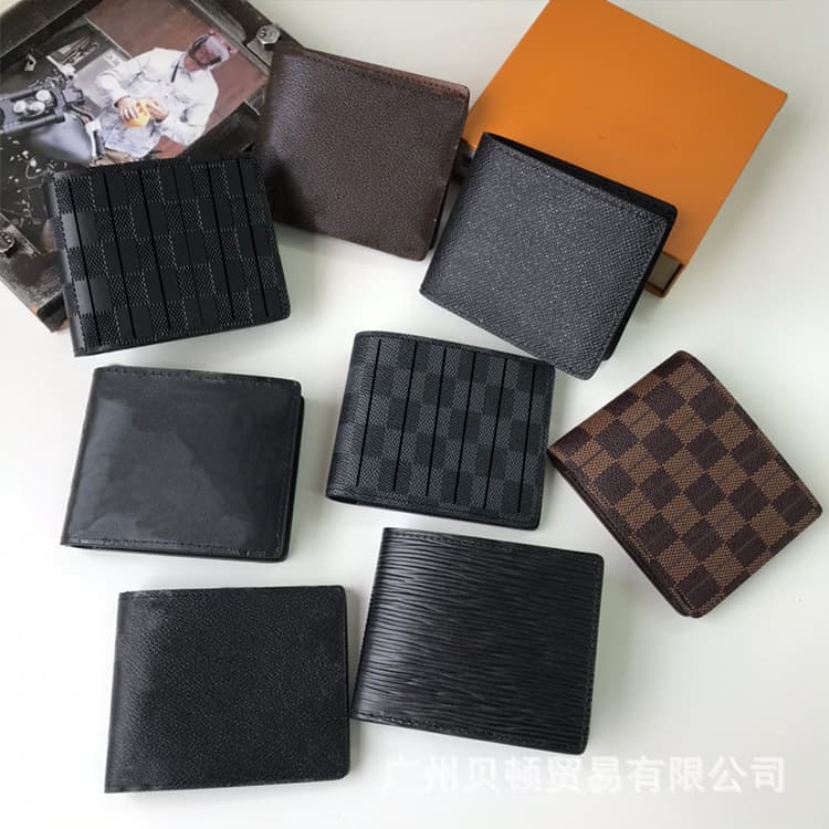 Cross-border European and American Fashion Men's Wallet Short Bifold Genuine Leather Wallet Women with Packaging Export Supply Wallet Q217