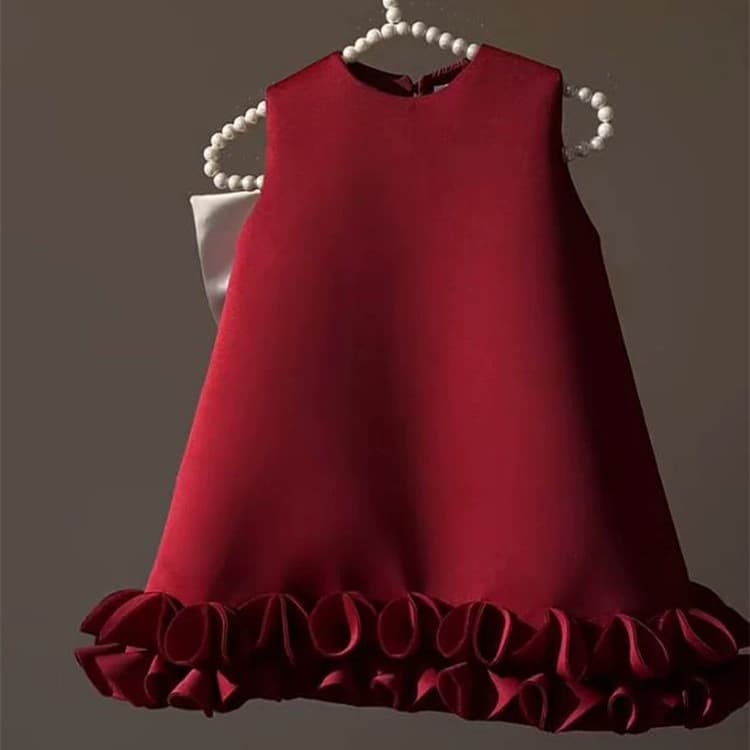 Girls' dress autumn and winter new style children's good-looking sweet bow high-end princess dress girls' vest dress cross-border