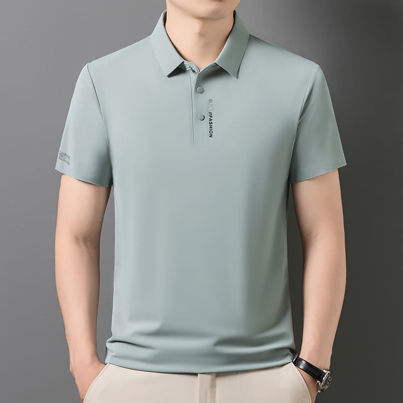 7A antibacterial nylon ice silk polo shirt for men 2026 new summer fully traceless commuting casual men's short-sleeved T-shirt
