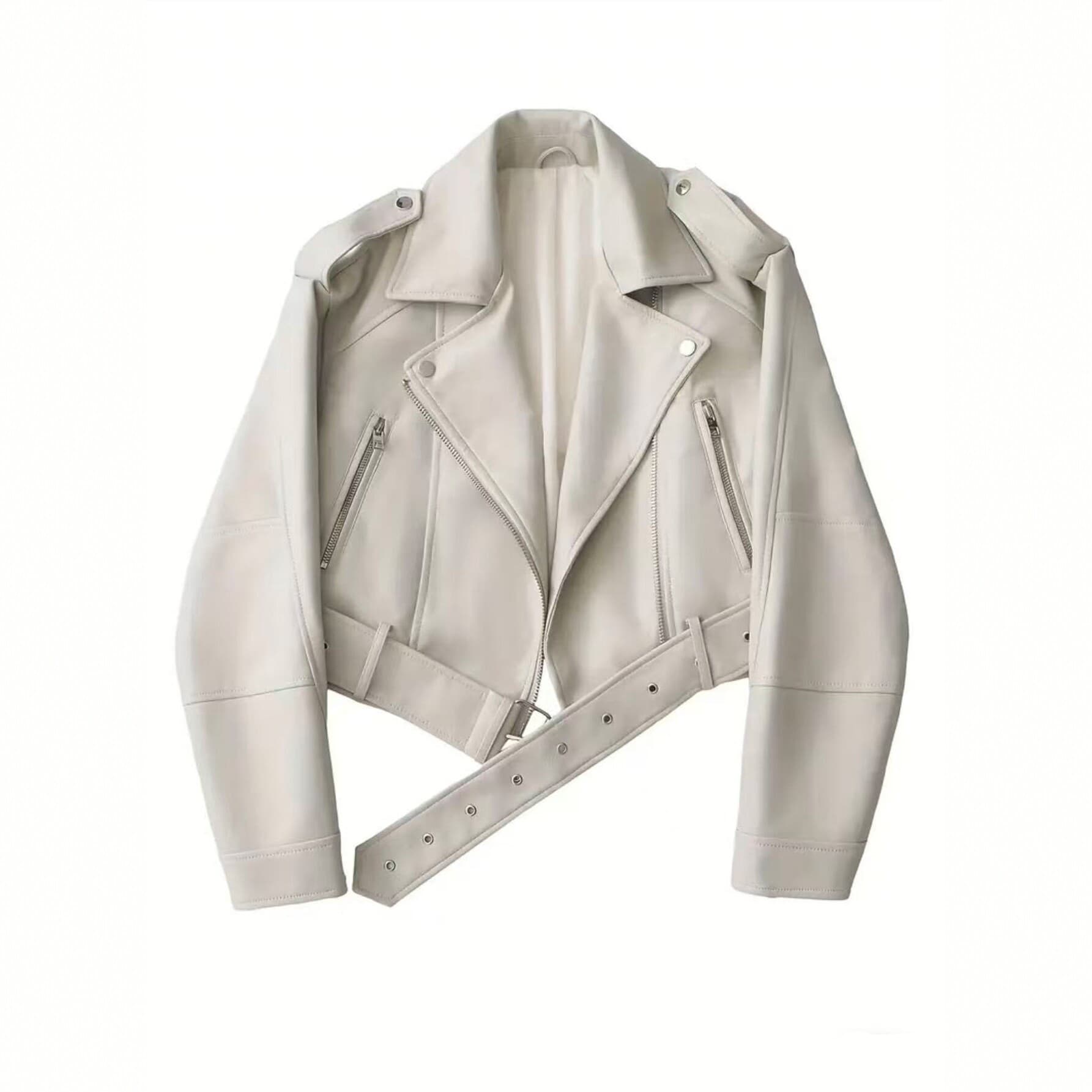 2026 New European and American Style Short PU Leather Jacket Women's Motorcycle Jacket Lapel Slim Fit Versatile Jacket Trendy