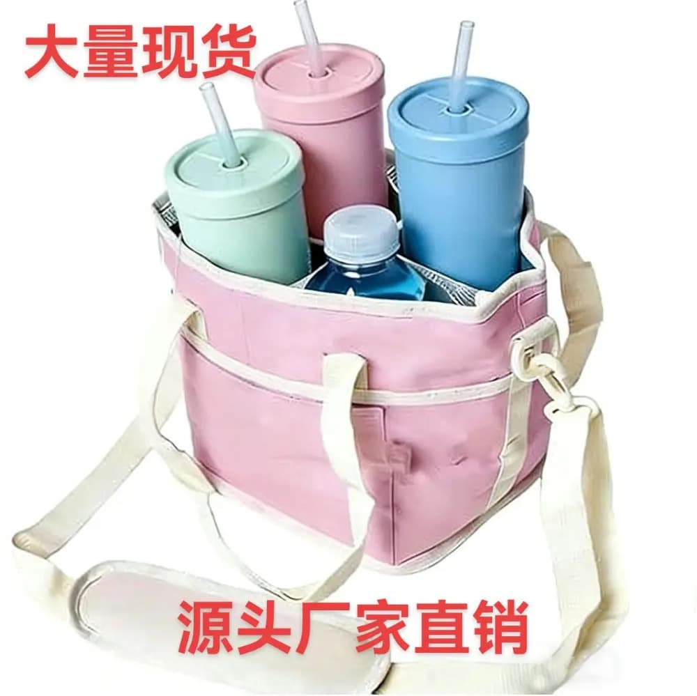 Outdoor Portable Beverage Cooler Bag, Waterproof and Leak-Proof, Thickened Aluminum Foil Insulation Bag, Large Capacity Crossbody Picnic Cold Storage Bag