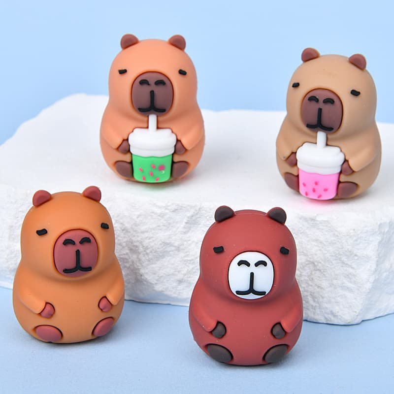 Capybara pencil sharper waterbear cat paw design drip glue soft rubber pencil sharpener