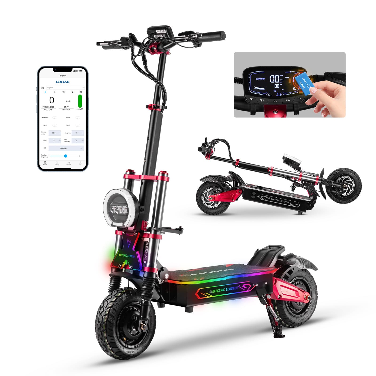 EU/US Cross-border 6000W High-Power Off-Road Dual-Drive Electric Scooter, Portable Folding Two-Wheeler, Overseas Warehouse In Stock