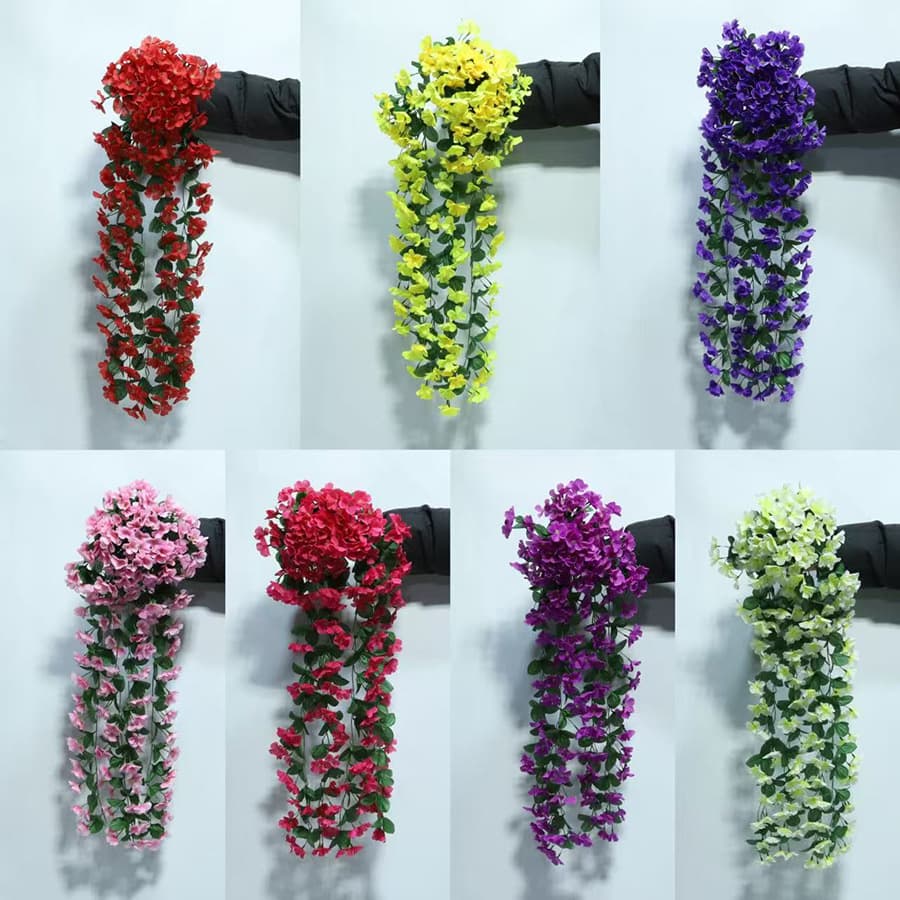 18 Purple Violet Hanging Artificial Flowers for Wedding and Home Decoration, Wholesale