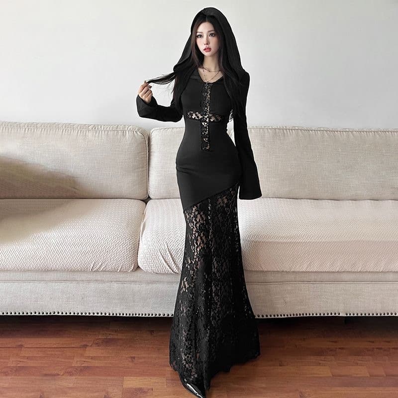 Halloween cross tribal witch style lace splicing hip dress Amazon cross-border Europe and America