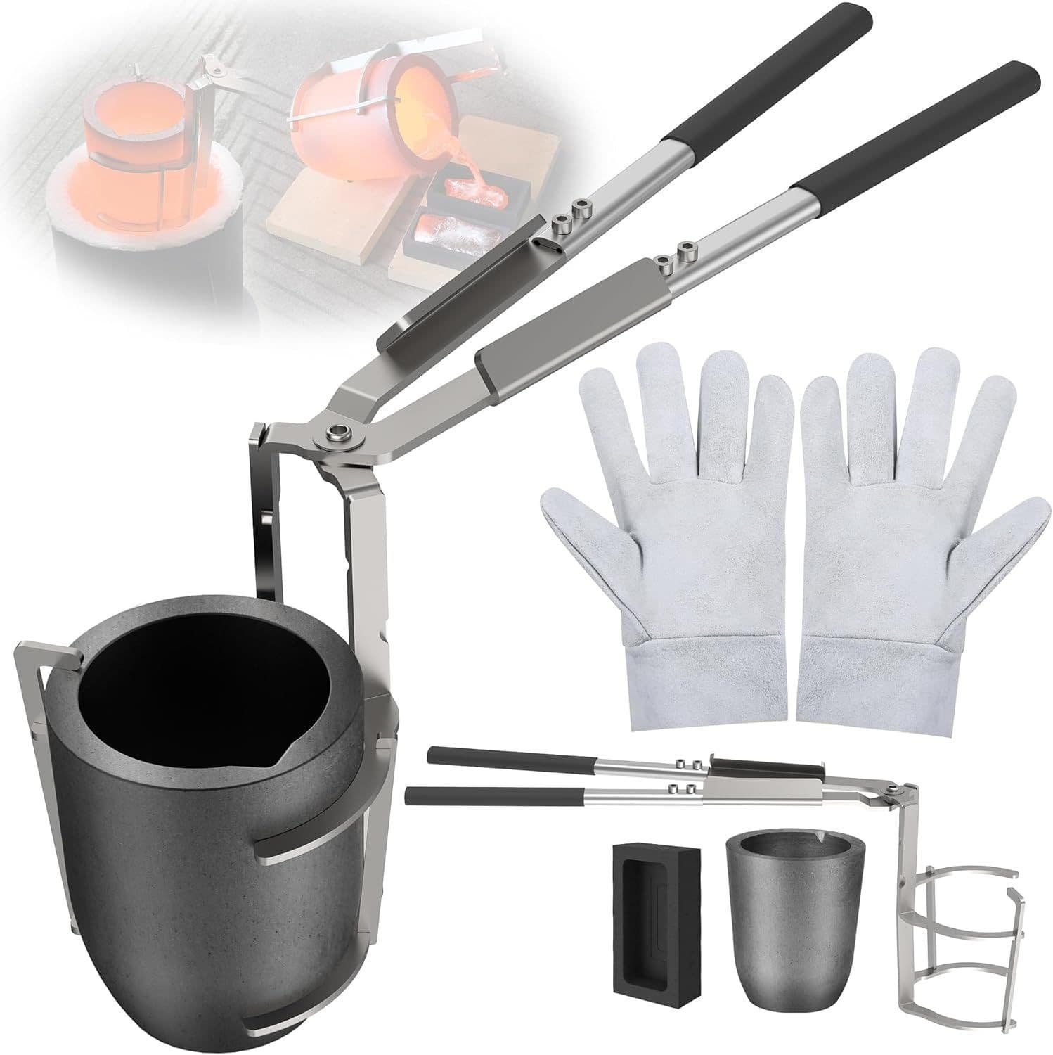 6kg Crucible Clamp Set, Metal Melting Casting Tool Kit