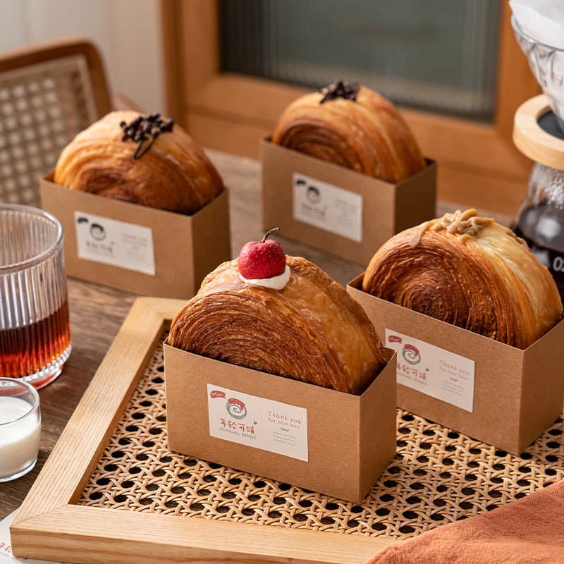 Kraft paper annual rings extendable bread paper holder packaging lunch box sandwich baking wheel record extendable packaging base holder