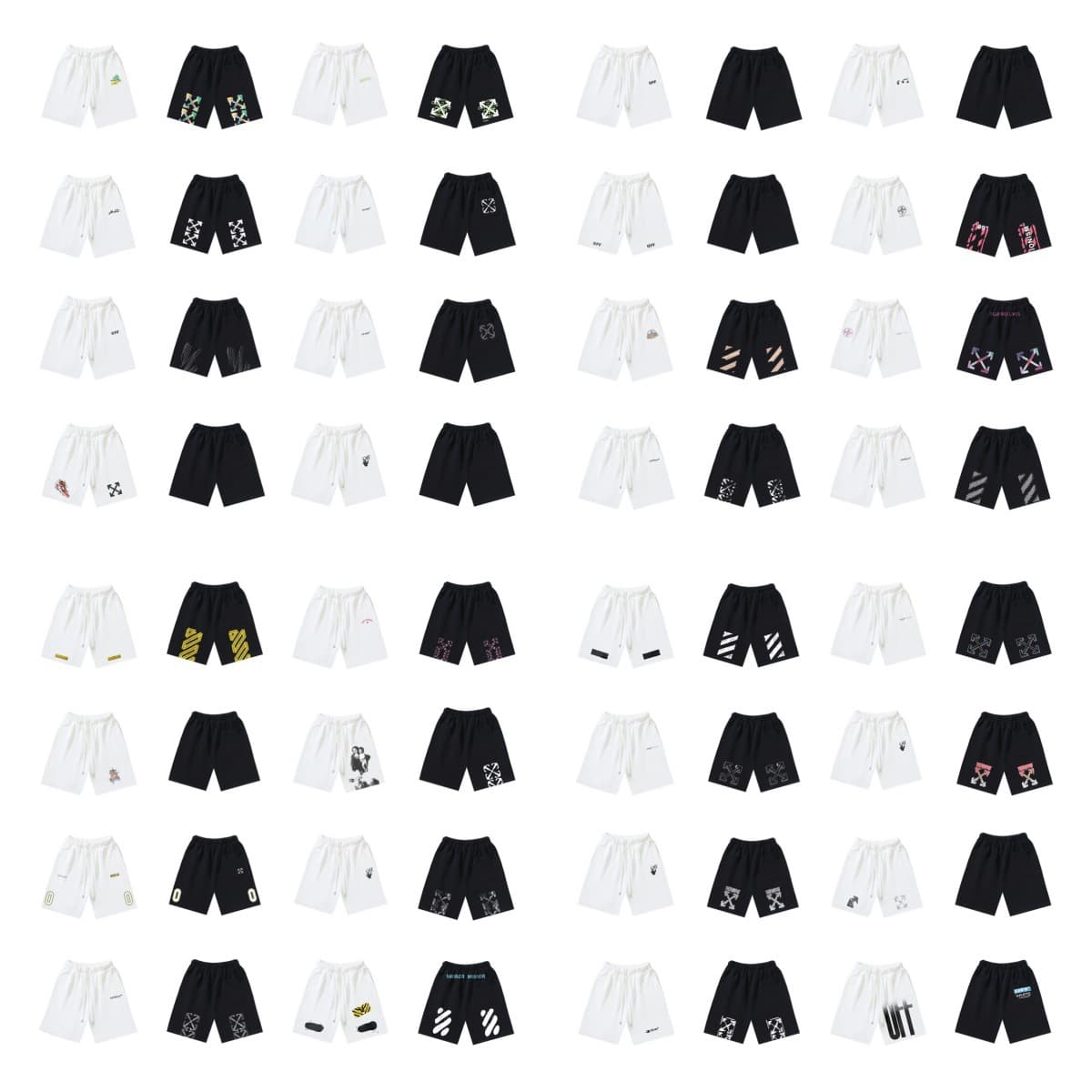Amazon wholesale trendy brand OFF OW splatter paint tape 99 Caravaggio print shorts in stock wholesale