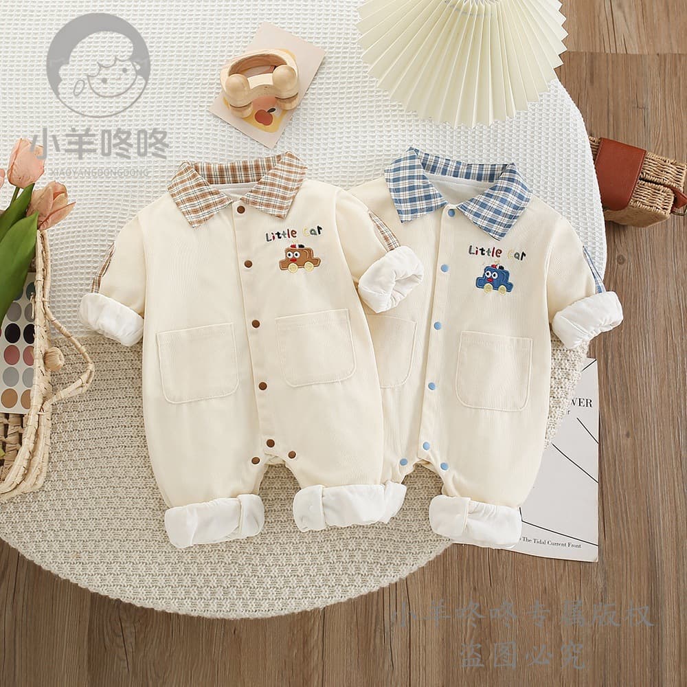 New Spring/Autumn Doodle Express Joyride Double-Layer Cartoon Korean-Style Baby & Toddler Romper