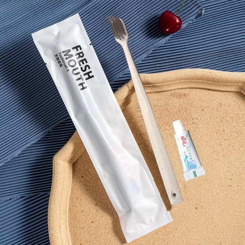 Disposable Toothbrush and Toothpaste 2-in-1 Soft Film Travel Kit for Hotels, B&Bs, Custom Manufacturer Wholesale