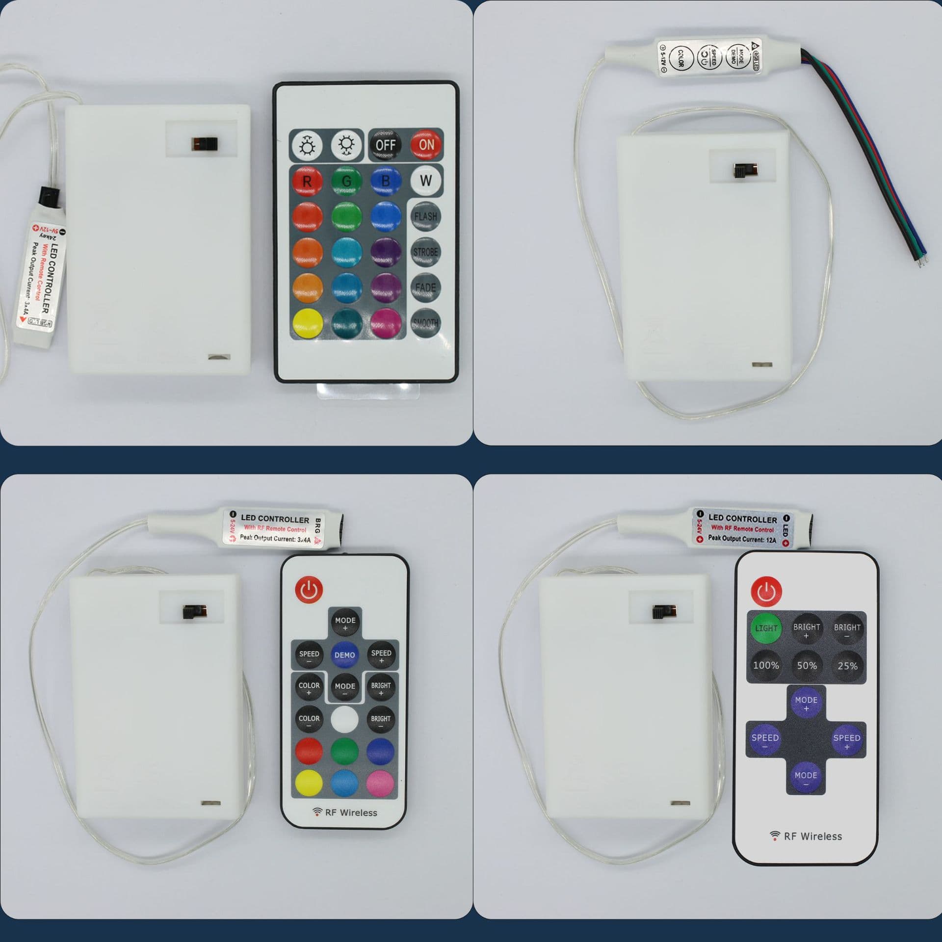 3-Key Light String Dimmer 5V Battery Box AAA Dry Battery Controller Wireless 24-Key Remote Control Energy-Saving