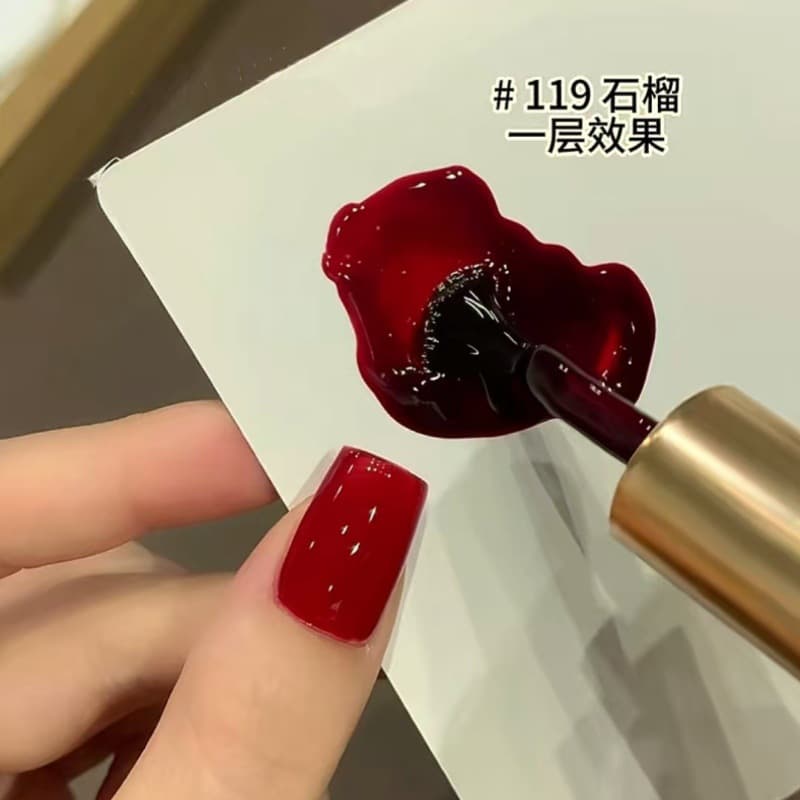 Trendy Nail Art - Pomegranate Red 15ml Gel Polish New Year Series Blood Red Sheer Macaron