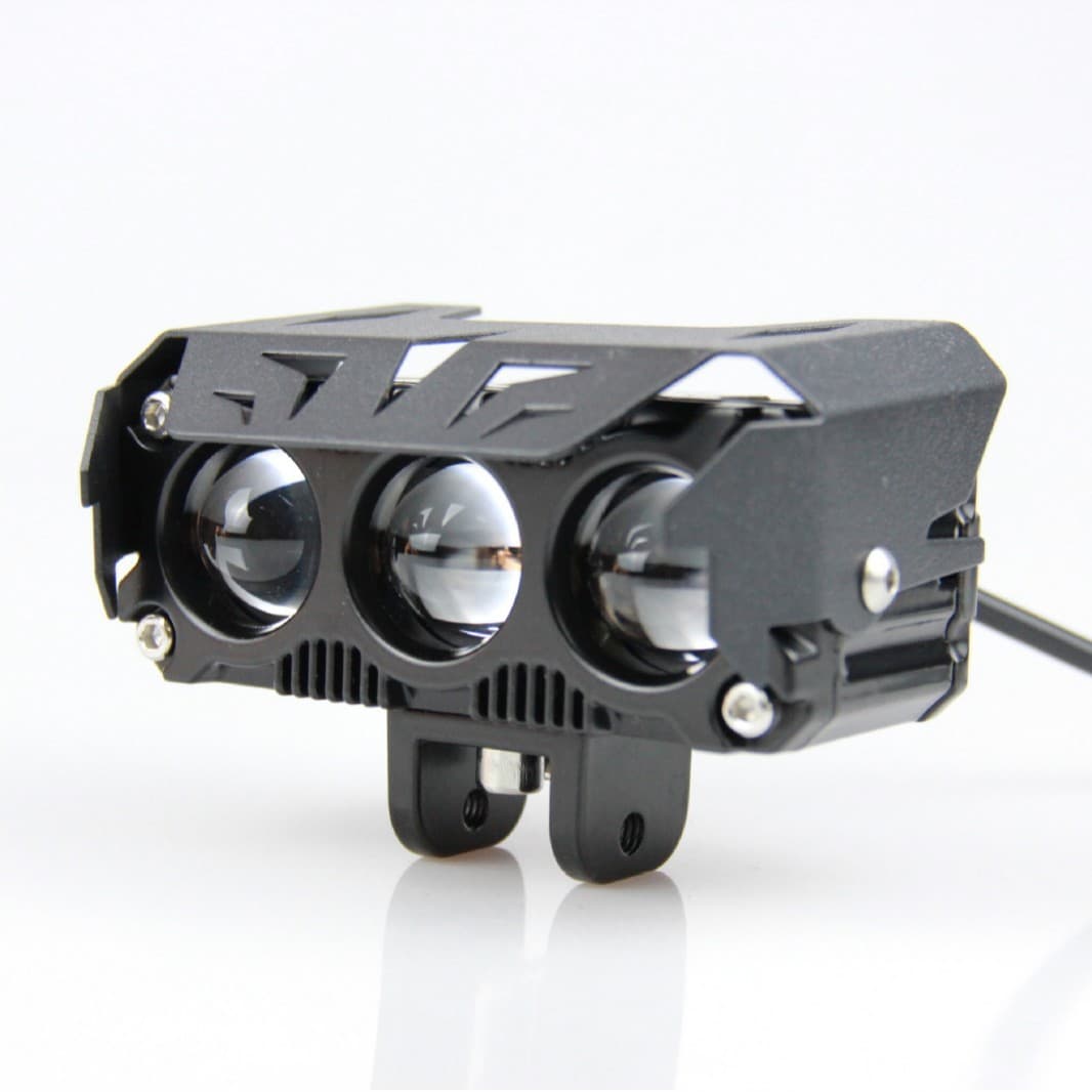 New Cross-Border Motorcycle Triple LED Spotlight with Fan, White/Yellow Dual-Color Lens, Motorcycle Work Light