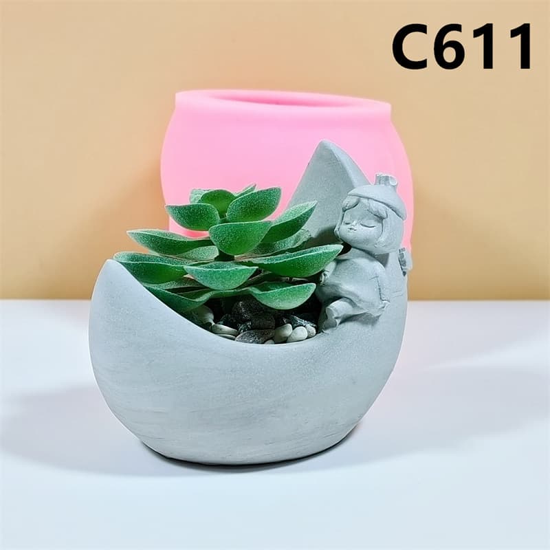Cross-Border Moon Girl Silicone Mold Plaster Flower Pot Succulent Green Plant Home Desktop Stereo Decoration C611