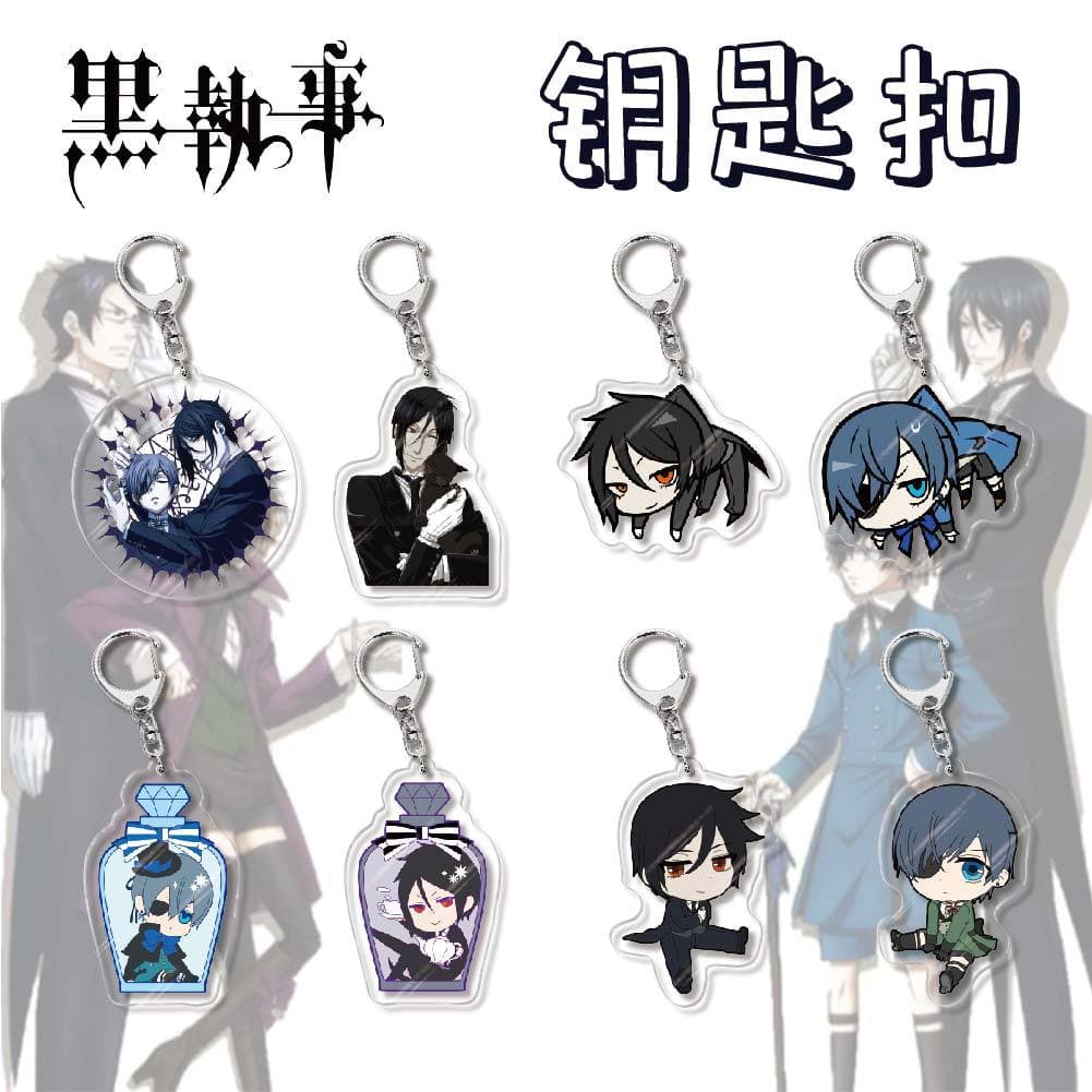 Anime Peripheral Black Butler Sebastian Charles Acrylic Keychain Pendant Bag Decoration