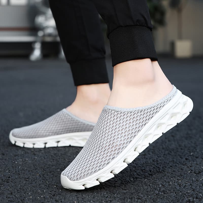 Men's Half Slippers, Slip-On Breathable Casual Shoes, Lightweight Non-Slip Toe-Covered Slippers, Beach Sandals, Factory Wholesale