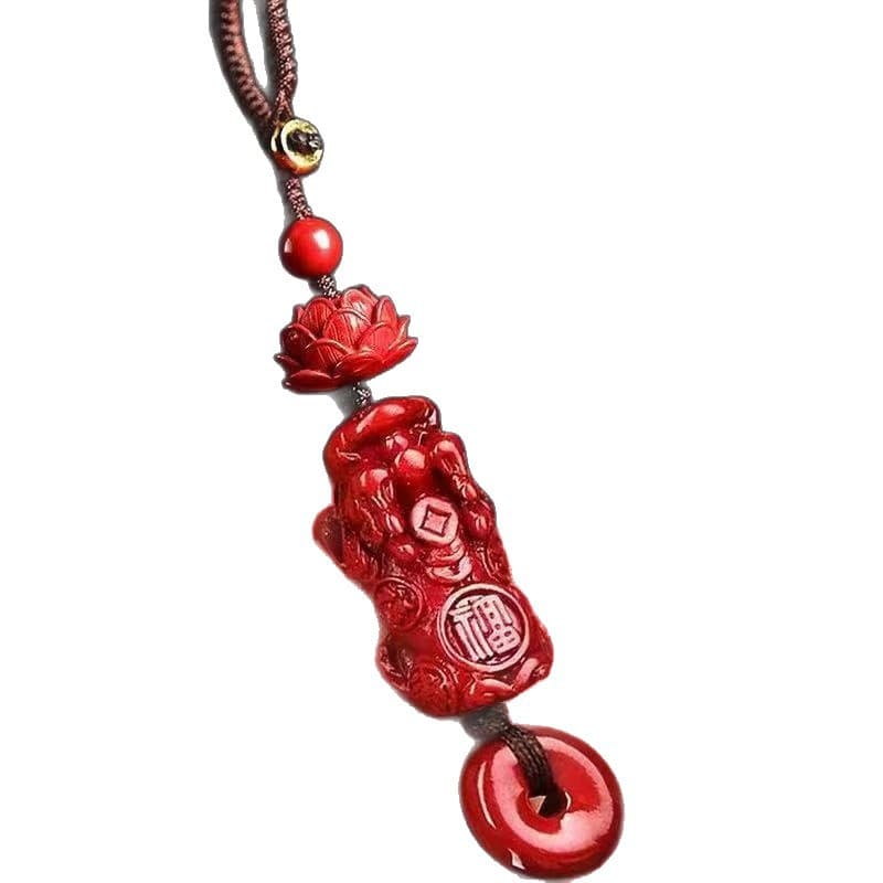 Pixiu Lotus Peace Keychain Natural Raw Cinnabar High Content Purple Gold Imperial Red Sand Pendant Wholesale Drop Shipping