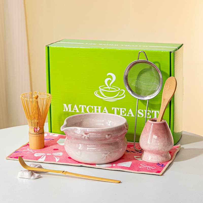 Matcha tea set 7-piece kiln-glazed 100-piece tea spoon Japanese matcha set matcha bowl with spout cross-border
