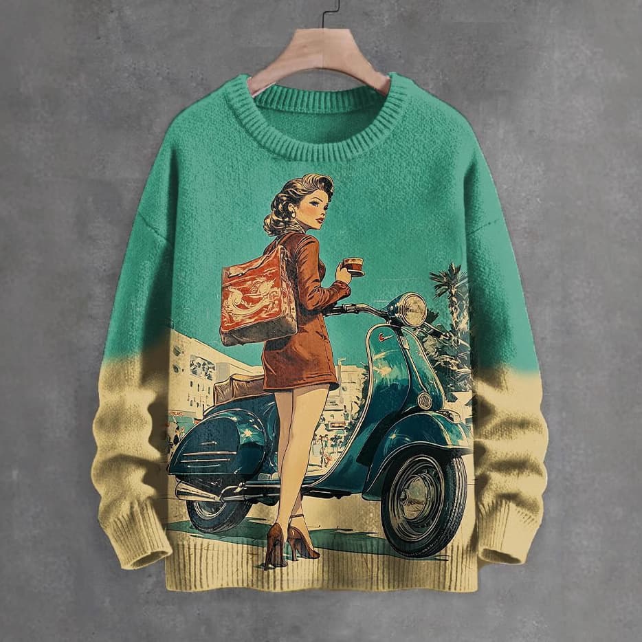 2025 New Autumn Winter Cross-Border Hoodie 3D Digital Print Men's Fashionable Sweater-Like Round Neck Pullover