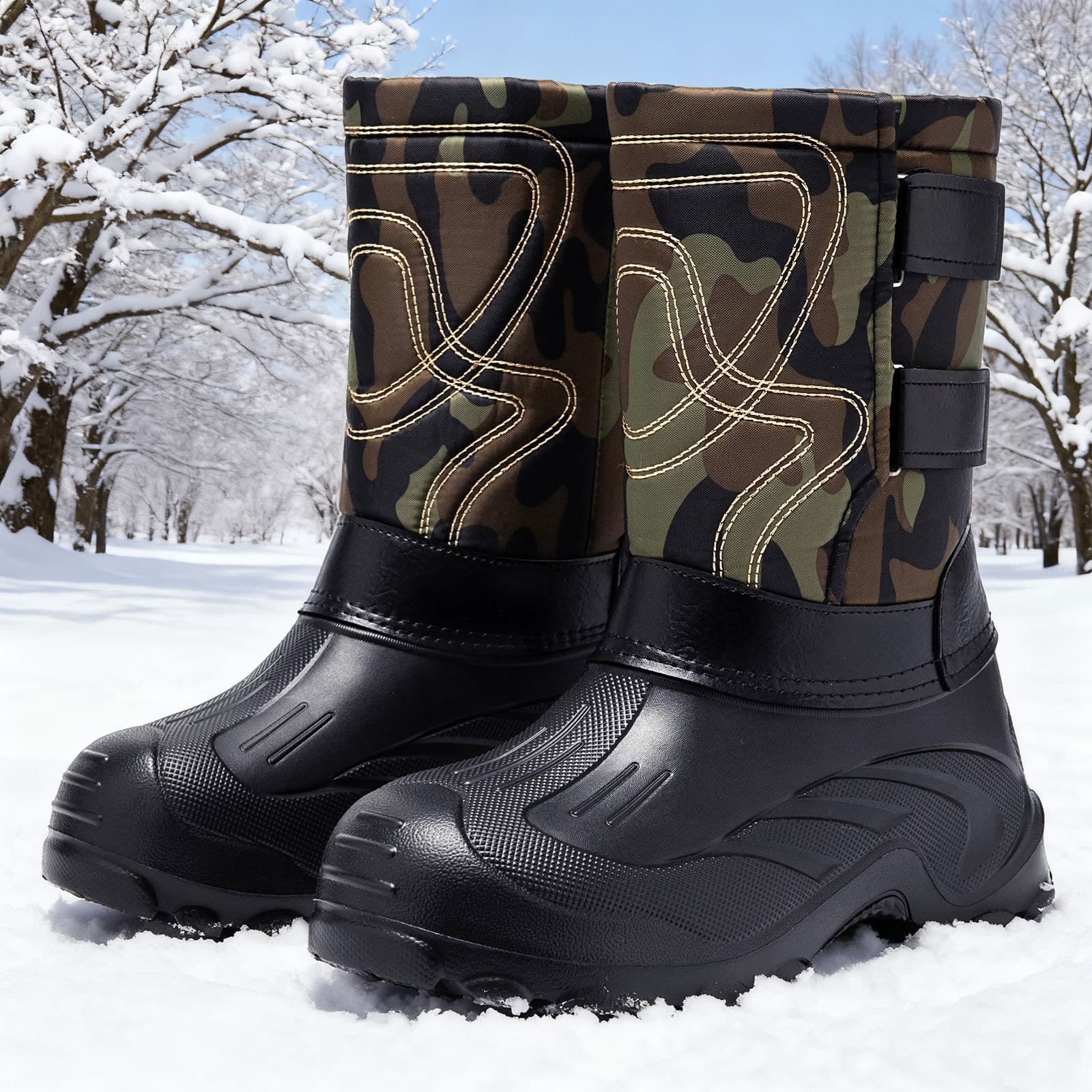 Snow boots large size warm long boots waterproof anti-slip cotton shoes drop shipping long boots fleece lined comfortable cotton boots