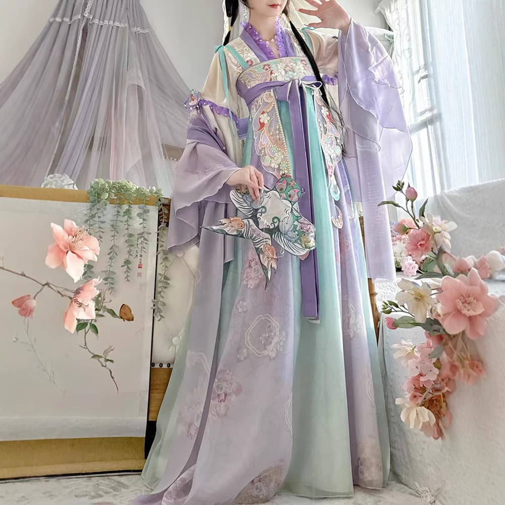 [Qingyue] 2025 New Original Qixiong Ruqun Hanfu Women's Spring/Summer Improved Tang-Style Fairy Ancient Costume