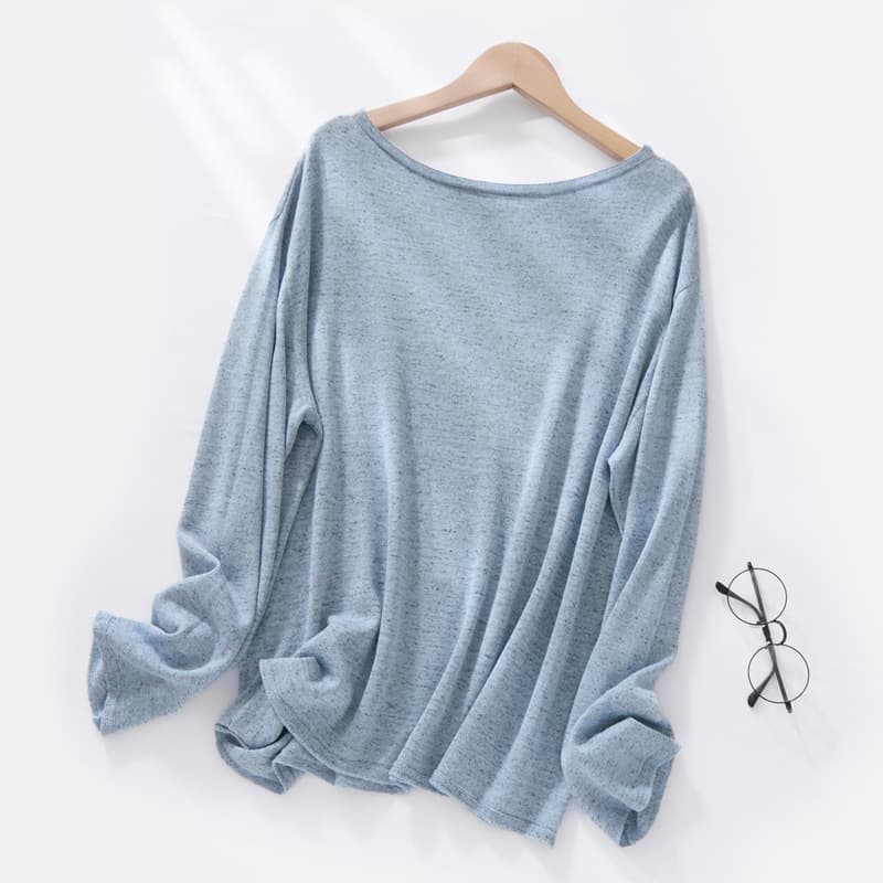 Casual Style Off-Shoulder Floral Yarn Knit Air Conditioning Sweater for Women, Summer Fashion Loose Plus-Size Washi Yarn Long-Sleeve Thin Cover-Up Shirt