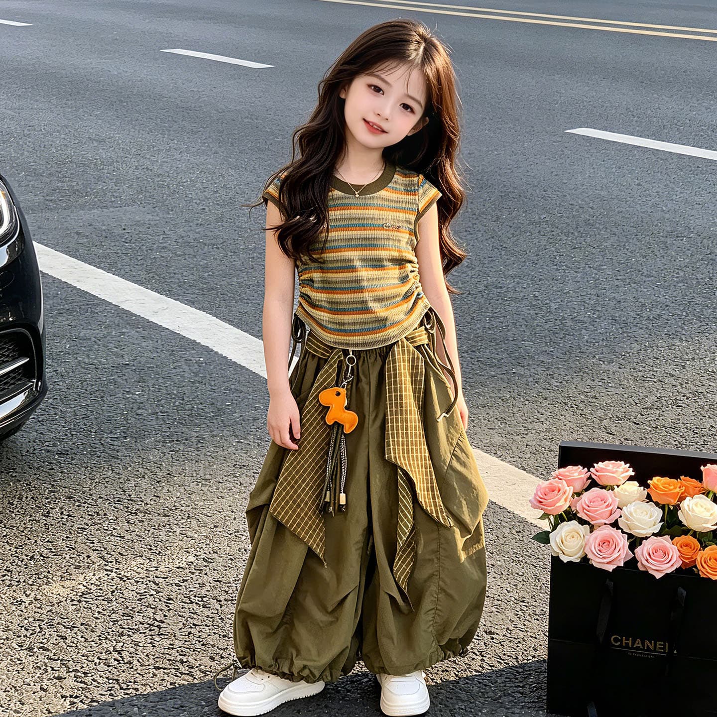 Girls Summer Fashionable Suit 2026 New Medium and Large Children Maillard Pants Children's Fashion Splicing Vest