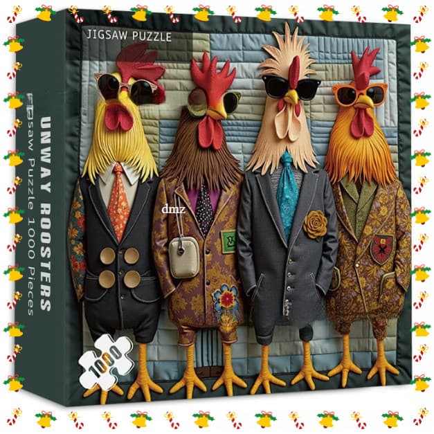 Cross-border Runway Roosters Jigsaw Puzzle 1000 Pieces Fun Rooster Puzzle