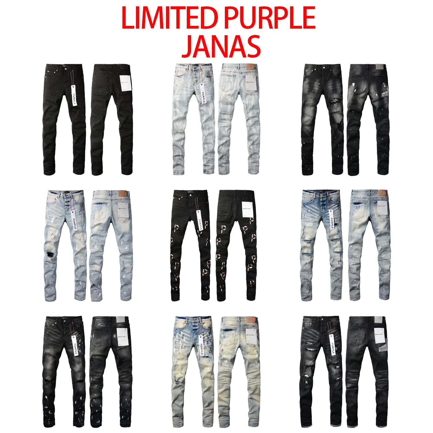 LIMITED PURPLE JEANS Fashion Distressed Ripped Skinny Jeans with Purple Label