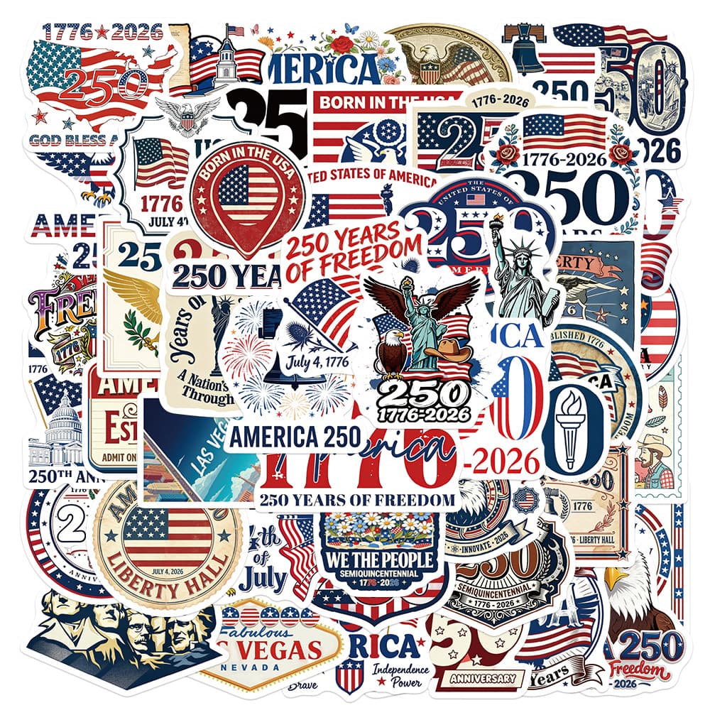 50 Cross-Border Anniversary Stickers, Waterproof PVC, Personalized Car Body and Luggage Decoration Materials, DIY Stickers