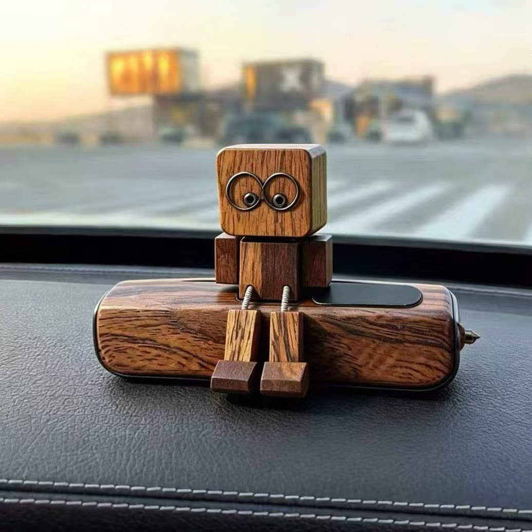 Leg-Shaking Wooden Man Parking Phone Number Sign Car Temporary Parking Number Car Ornament Car Interior Moving Vehicle Premium