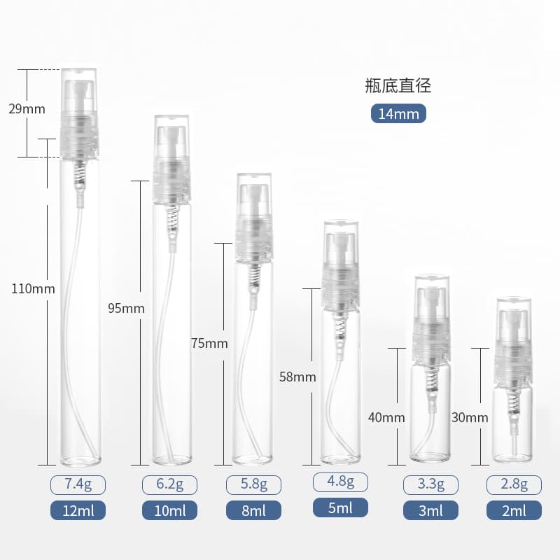 10ml Perfume Atomizer Bottle Spray Bottle Glass Perfume Sample Refillable Bottle Empty Bottle Premium Screw-Thread Perfume Bottle