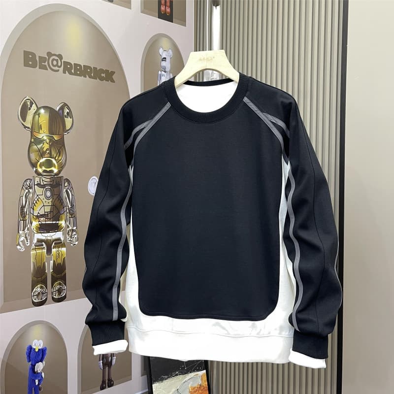 Autumn New Korean Style Men's Patchwork Hoodie, Trendy Brand Student Youth Casual Personality Pullover Top T-Shirt