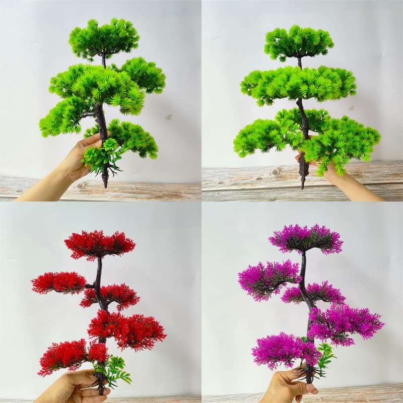 Simulated plant potted interior decoration fake flower pine tree home living room green plant plastic small ornaments welcoming pine bonsai