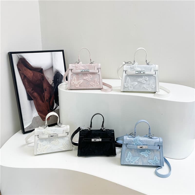Fairy high-end spring and summer lace handbag 2025 new new Chinese style butterfly commuter Kelly bag wholesale