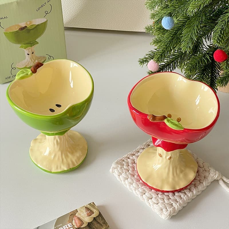 Creative Ceramic Stemmed Dessert Cup Ice Cream Cup High-End Restaurant Practical Household Yogurt Cup Gift Box