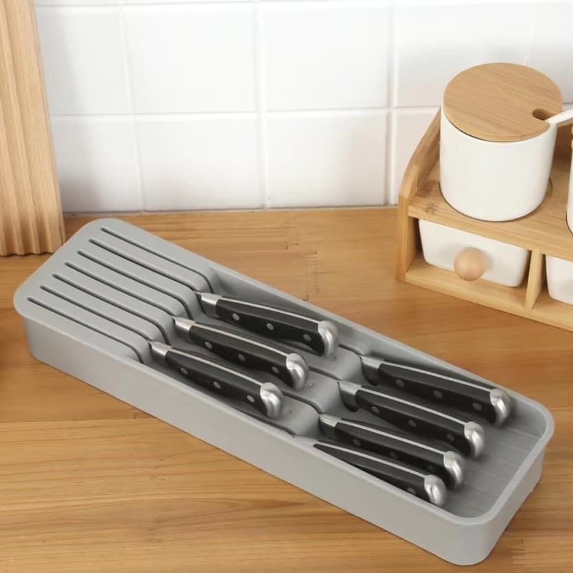 Kitchen Drawer Knife Organizer, Chef Knife and Fruit Knife Divider Storage Rack Holder