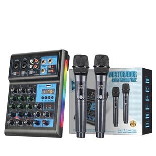 4-Channel Mixer Type-C Computer Recording Sound Card Mixer for Live Streaming Home Professional DJ Bluetooth RGB