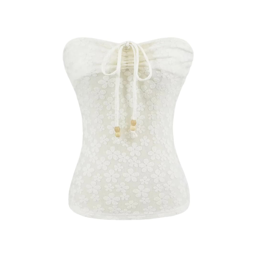 Strapless Tube Top Drawstring Lace-Up Vest for Women Pure Lust Hot Girl Style Sexy Slim Outer Wear Bottoming Short Top