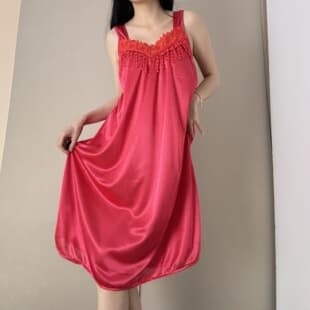 Sexy Summer Ice Silk Camisole Nightgown High-End Backless Plus Size Lingerie European and American Loose Loungewear