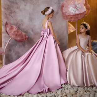 Cross-border European and American Flower Girl Wedding Dress Children's Party Birthday Banquet Train Princess Dress Elegant High-end Gown