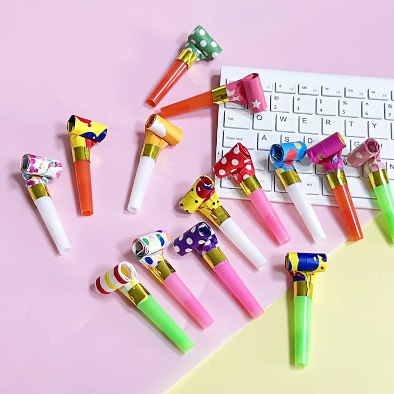Candy Color Blowout Whistle Children's Birthday Party Plastic Toy Wholesale Multicolor Blowout Roller Small Horn Props