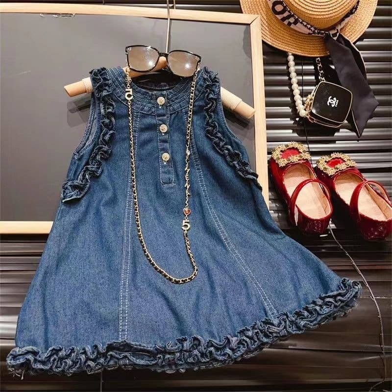 Baby Girl Dress Spring Summer Autumn New Style Infant Denim Vest Dress Girl T-Shirt Skirt Summer Trendy