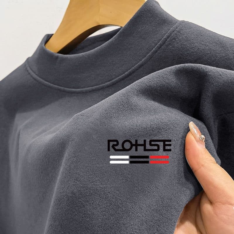 Men's Double-Sided Fleece High Neck Base Layer Thermal Long Sleeve T-Shirt for Autumn and Winter