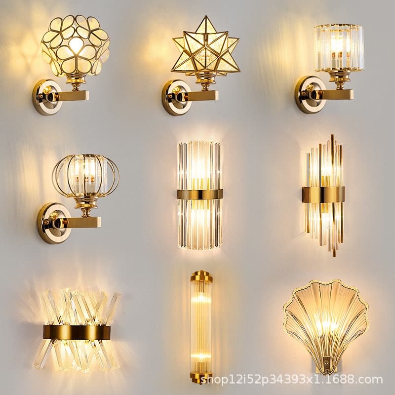 Living Room Feature Wall Light Staircase Creative Trendy Crystal Light Luxury Wall Lamp Minimalist Hallway Personalized Bedside Lamp for Bedroom