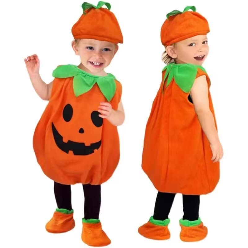 Cross-border Halloween children's pumpkin parent-child costume pumpkin baby suit cosplay costume baby styling performance