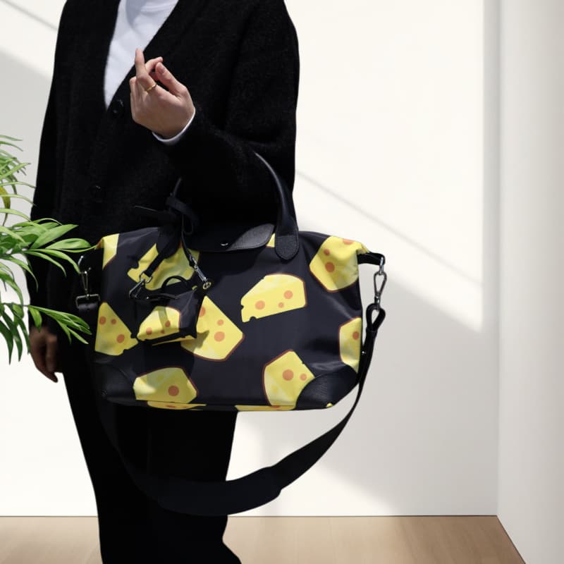 New imported waterproof nylon fabric with leather and mother-of-pearl bags, large and small dumpling bags, portable handbag