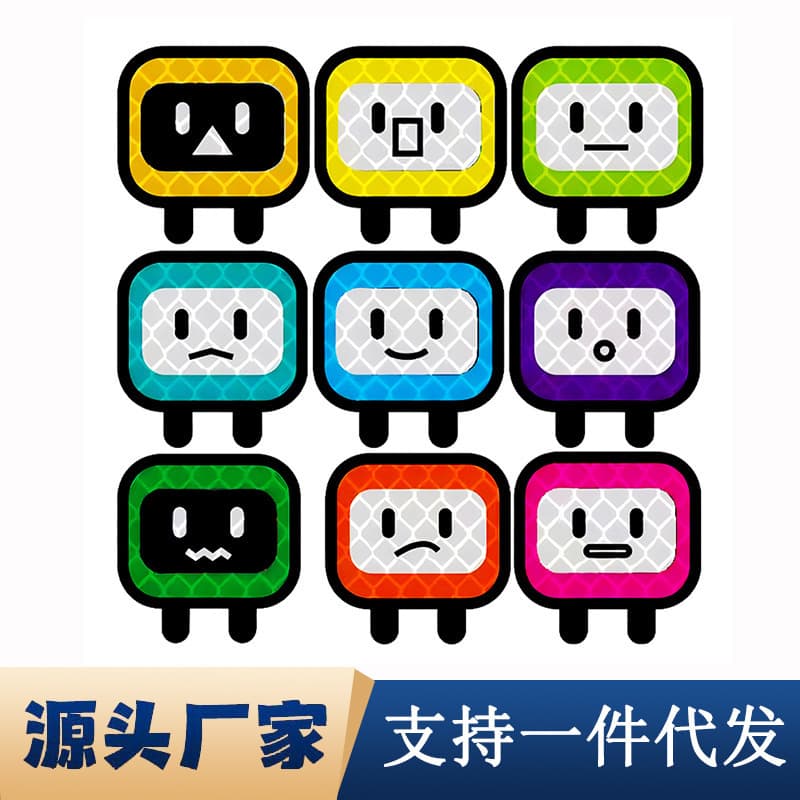 Vehicle Reflective Warning Stickers, Electric Bike Square Human Reflective Stickers, Motorcycle Creative Robot Decals