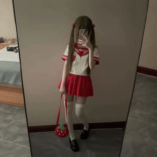 Japanese-style JK Original Red Three-Piece JK Uniform Summer Basic Short-Sleeve Sailor Outfit Cute School Supply College Style Set for Women