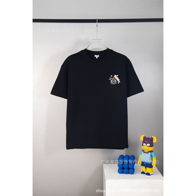 Cross-border LOE High Version Luo Family Classic Logo 3D Embroidered Short Sleeve Loose Casual T-Shirt for Men and Women Long-term Stock